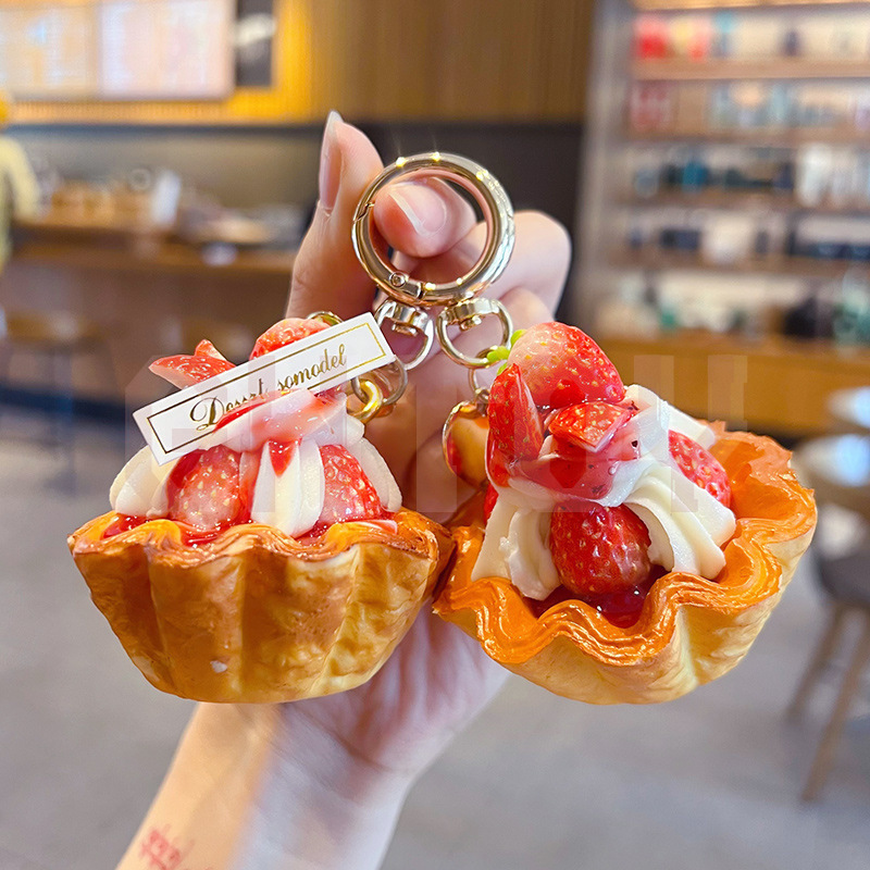 Creative PU Strawberry Egg Tar - огляд і ціна Carabiner Keychain